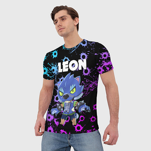 Мужская футболка BRAWL STARS ОБОРОТЕНЬ LEON / 3D-принт – фото 3