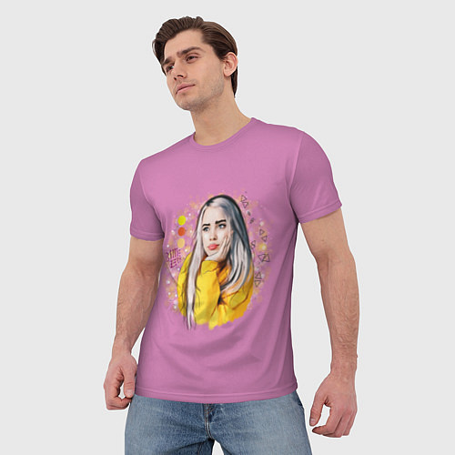 Мужская футболка Billie Eilish Pink Art / 3D-принт – фото 3