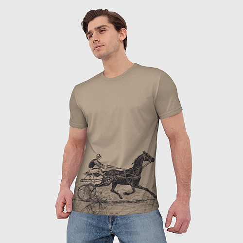 Мужская футболка Лошадь с колесницей / 3D-принт – фото 3