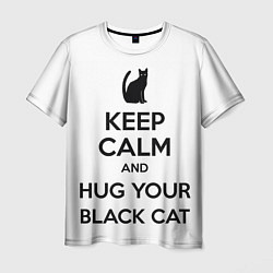 Футболка мужская Обними своего черного кота, цвет: 3D-принт