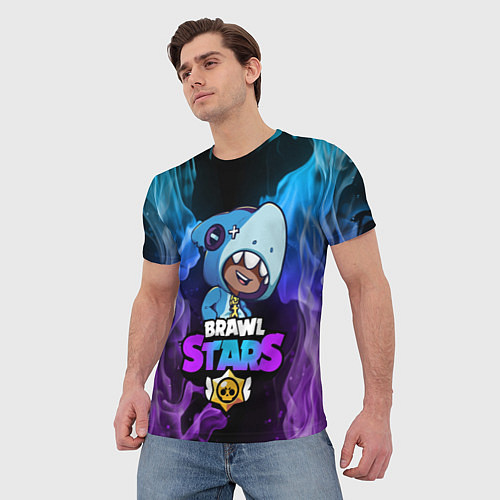 Мужская футболка Brawl Stars LEON SHARK / 3D-принт – фото 3