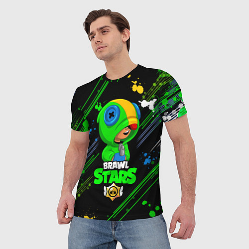 Мужская футболка BRAWL STARS LEON / 3D-принт – фото 3