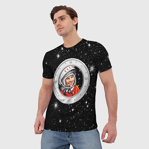 Мужская футболка Юрий Гагарин звездное небо / 3D-принт – фото 3