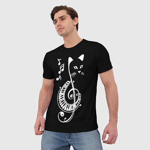Мужская футболка Музыкальный кот / 3D-принт – фото 3