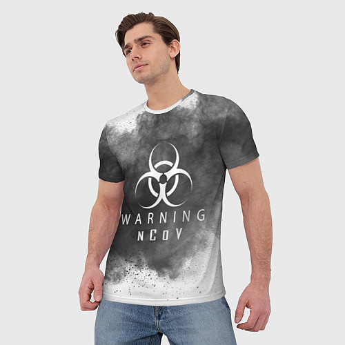 Мужская футболка Warning NCoV / 3D-принт – фото 3
