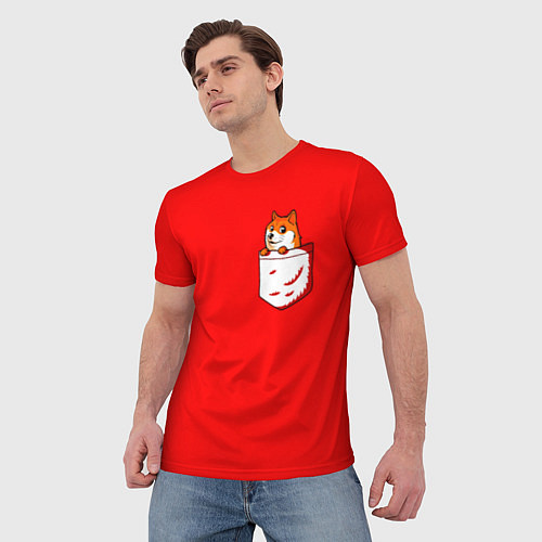Мужская футболка Карманный Doge / 3D-принт – фото 3
