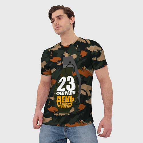 Мужская футболка С 23 февраля граната / 3D-принт – фото 3