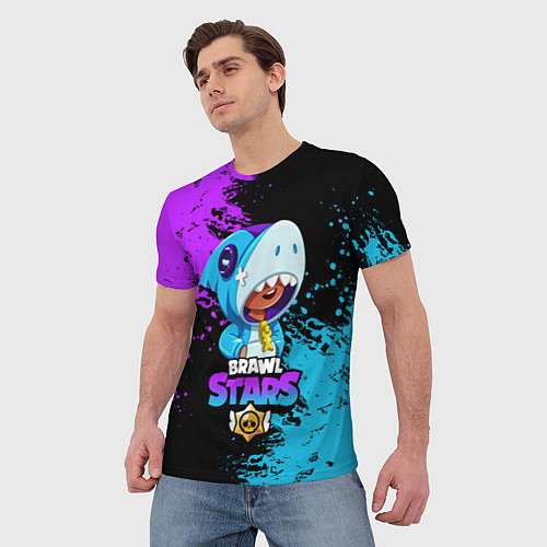 Мужская футболка Brawl Stars Leon Shark / 3D-принт – фото 3