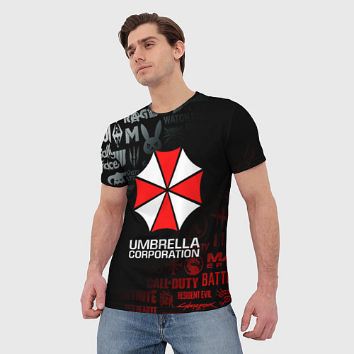 Мужская футболка RESIDENT EVIL UMBRELLA CORP / 3D-принт – фото 3