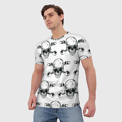 Мужская футболка Череп и кости / 3D-принт – фото 3