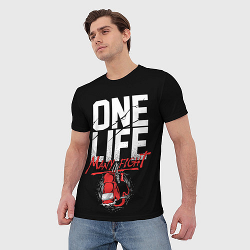 Мужская футболка One Life Many Fight / 3D-принт – фото 3