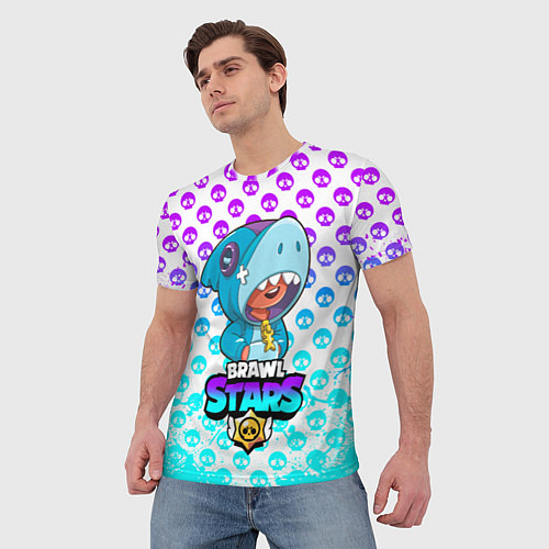 Мужская футболка Brawl stars leon shark / 3D-принт – фото 3