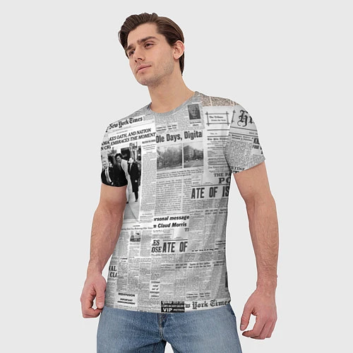 Мужская футболка Газета Newspaper / 3D-принт – фото 3