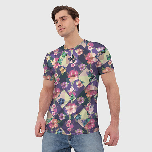 Мужская футболка Цветочный пазл / 3D-принт – фото 3