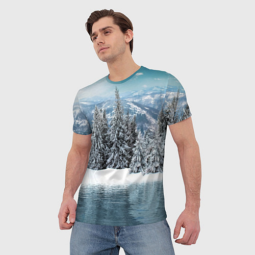 Мужская футболка Зимний лес / 3D-принт – фото 3