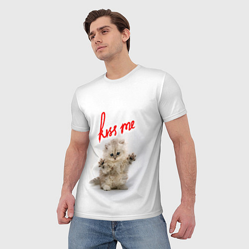 Мужская футболка Kiss me cat / 3D-принт – фото 3