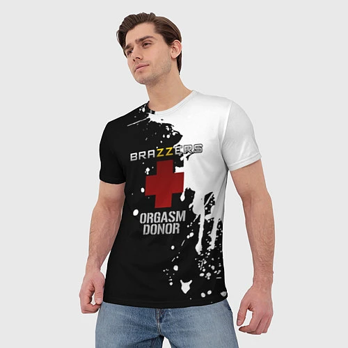 Мужская футболка Brazzers orgasm donor / 3D-принт – фото 3