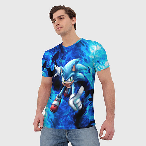 Мужская футболка Blue Sonic / 3D-принт – фото 3