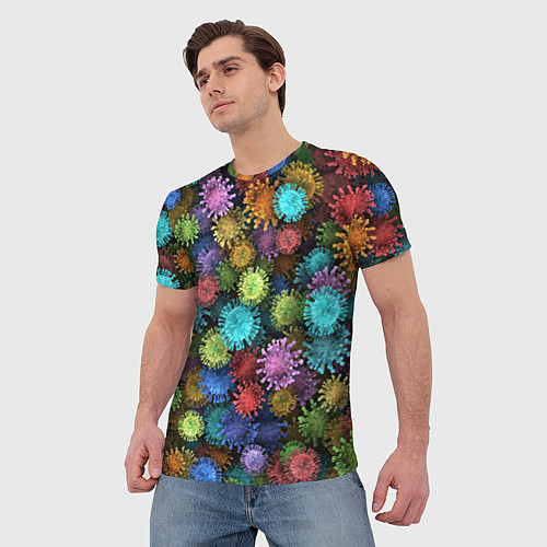 Мужская футболка Разноцветные вирусы / 3D-принт – фото 3