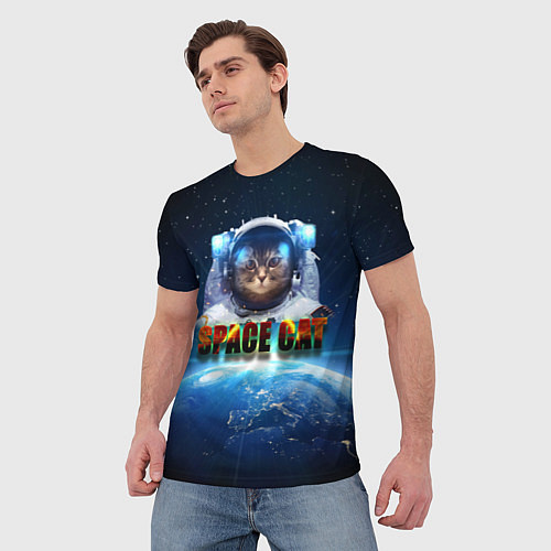 Мужская футболка Космический кот / 3D-принт – фото 3