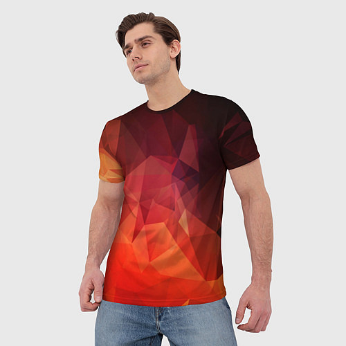 Мужская футболка Polygon orange / 3D-принт – фото 3