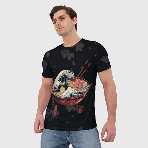 Мужская футболка Сакура и рамен / 3D-принт – фото 3