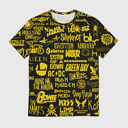 Футболка мужская Логотипы рок групп GOLD, цвет: 3D-принт