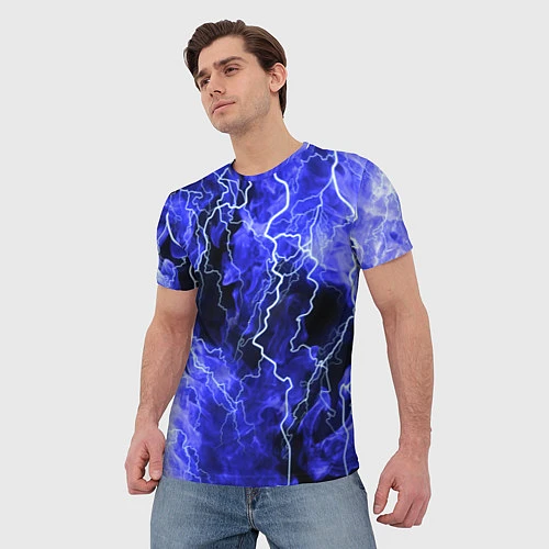 Мужская футболка МОЛНИЯ BLUE / 3D-принт – фото 3