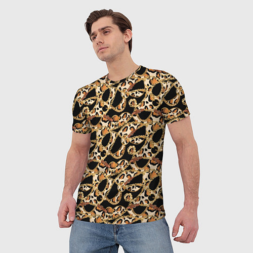 Мужская футболка Versace Леопардовая текстура / 3D-принт – фото 3