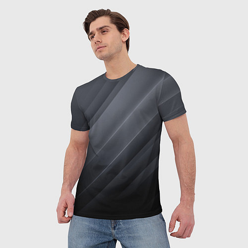 Мужская футболка GRAY WAVES / 3D-принт – фото 3