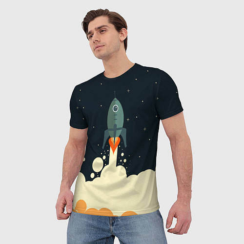 Мужская футболка Ракета дым космос / 3D-принт – фото 3