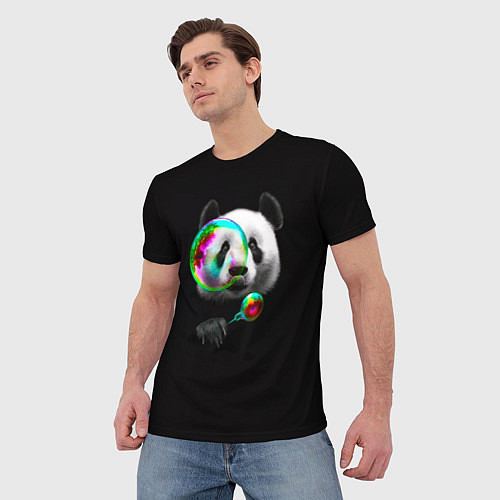 Мужская футболка Панда и мыльный пузырь / 3D-принт – фото 3