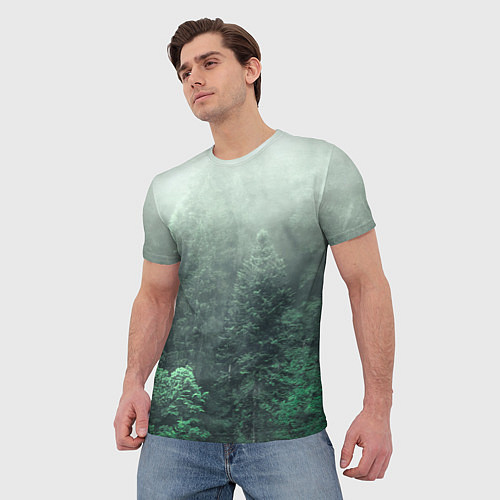 Мужская футболка Туманный лес / 3D-принт – фото 3