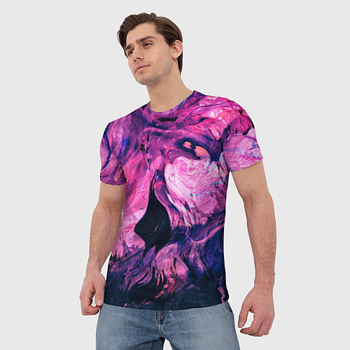 Мужская футболка Розовый разводы жидкость цвета / 3D-принт – фото 3