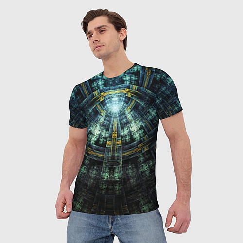 Мужская футболка Фрактал узор будущее масоны / 3D-принт – фото 3