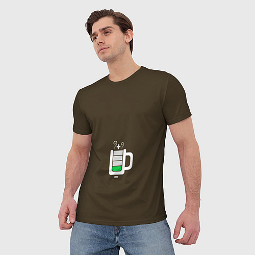Мужская футболка Батарейка заряд чашка кофе / 3D-принт – фото 3