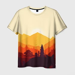 Футболка мужская Горы закат пейзаж лиса арт, цвет: 3D-принт