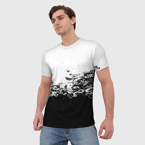 Мужская футболка Узоры линии черный белый чб / 3D-принт – фото 3