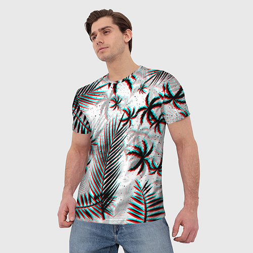 Мужская футболка ПАЛЬМЫ TROPICAL GLITCH / 3D-принт – фото 3