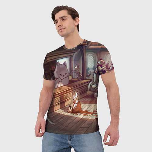 Мужская футболка Кошачий город / 3D-принт – фото 3
