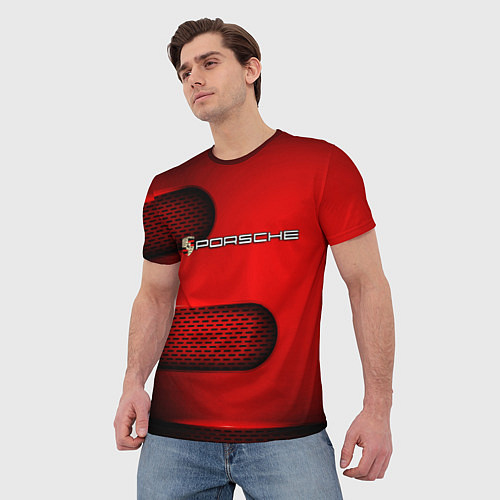Мужская футболка PORSCHE / 3D-принт – фото 3