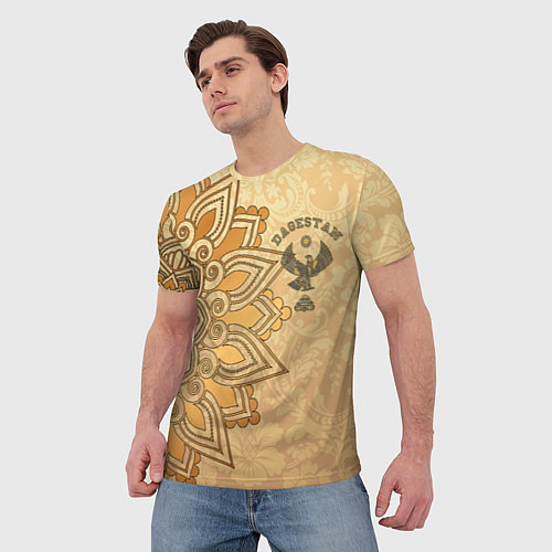 Мужская футболка Дагестан в золоте / 3D-принт – фото 3