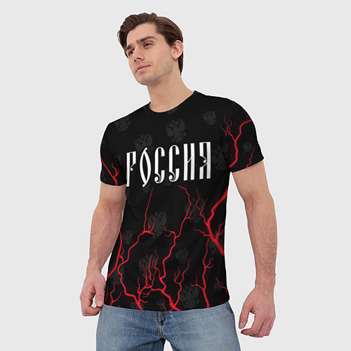 Мужская футболка РОССИЯ RUSSIA / 3D-принт – фото 3