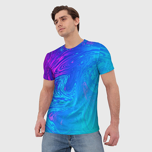 Мужская футболка BACKGROUND IN NEON / 3D-принт – фото 3