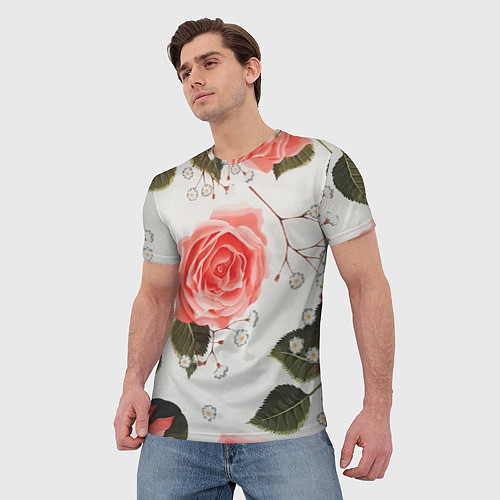 Мужская футболка Нежные розы / 3D-принт – фото 3