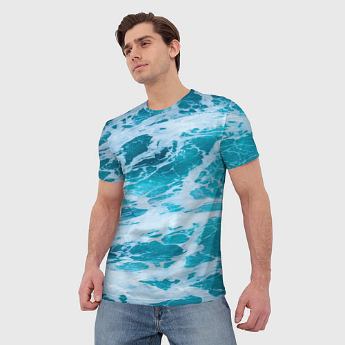 Мужская футболка Вода волны пена море / 3D-принт – фото 3