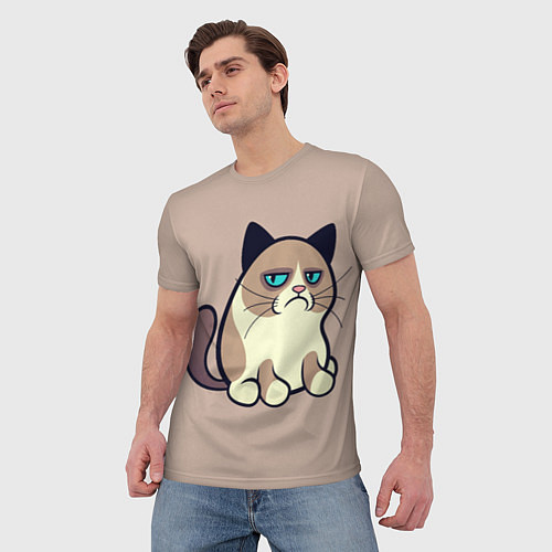 Мужская футболка Великий Grumpy Cat / 3D-принт – фото 3