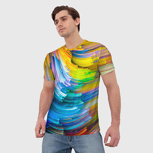 Мужская футболка Цветные полоски / 3D-принт – фото 3