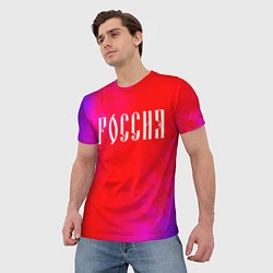 Футболка мужская РОССИЯ RUSSIA, цвет: 3D-принт — фото 2