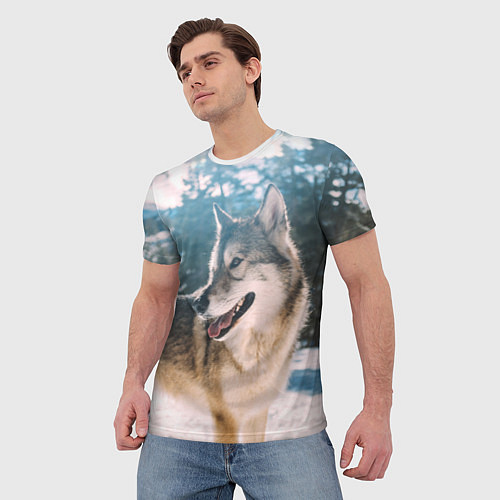 Мужская футболка Волк и снег / 3D-принт – фото 3